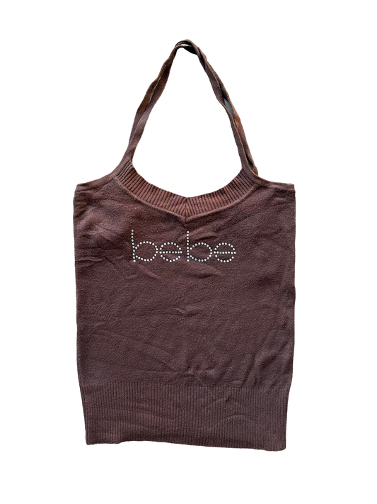 Y2K Bebe Brown Halter Top size S