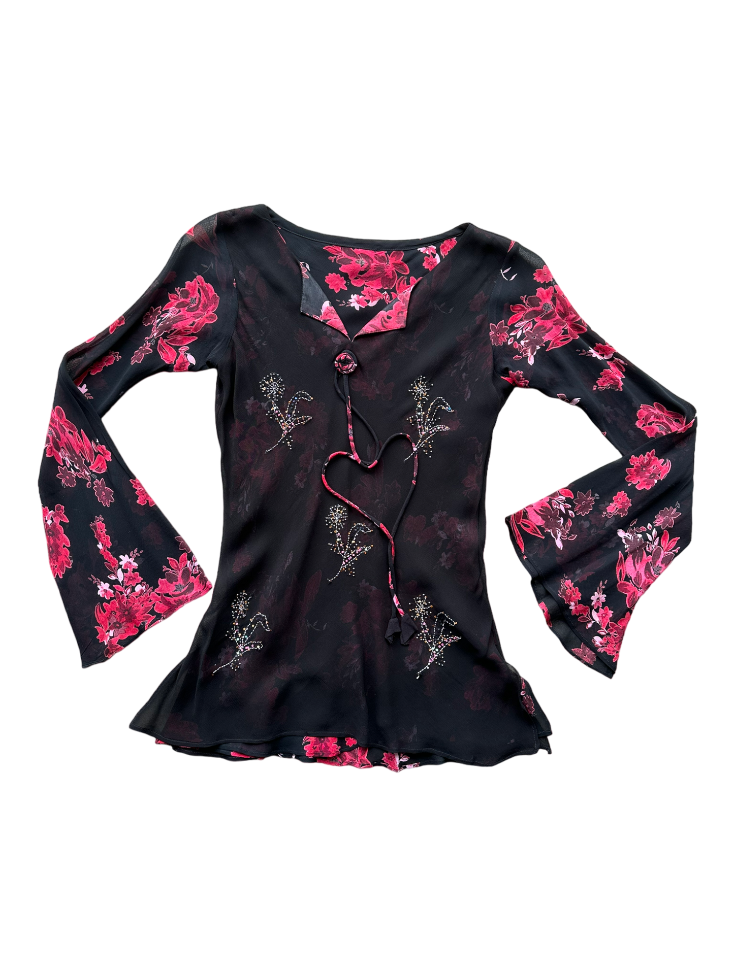 Y2K Floral Meshy Top