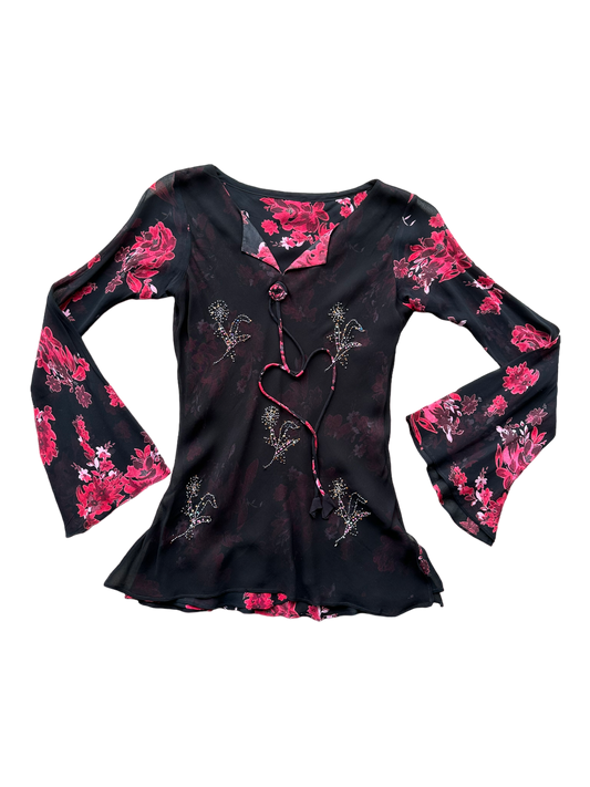 Y2K Floral Meshy Top