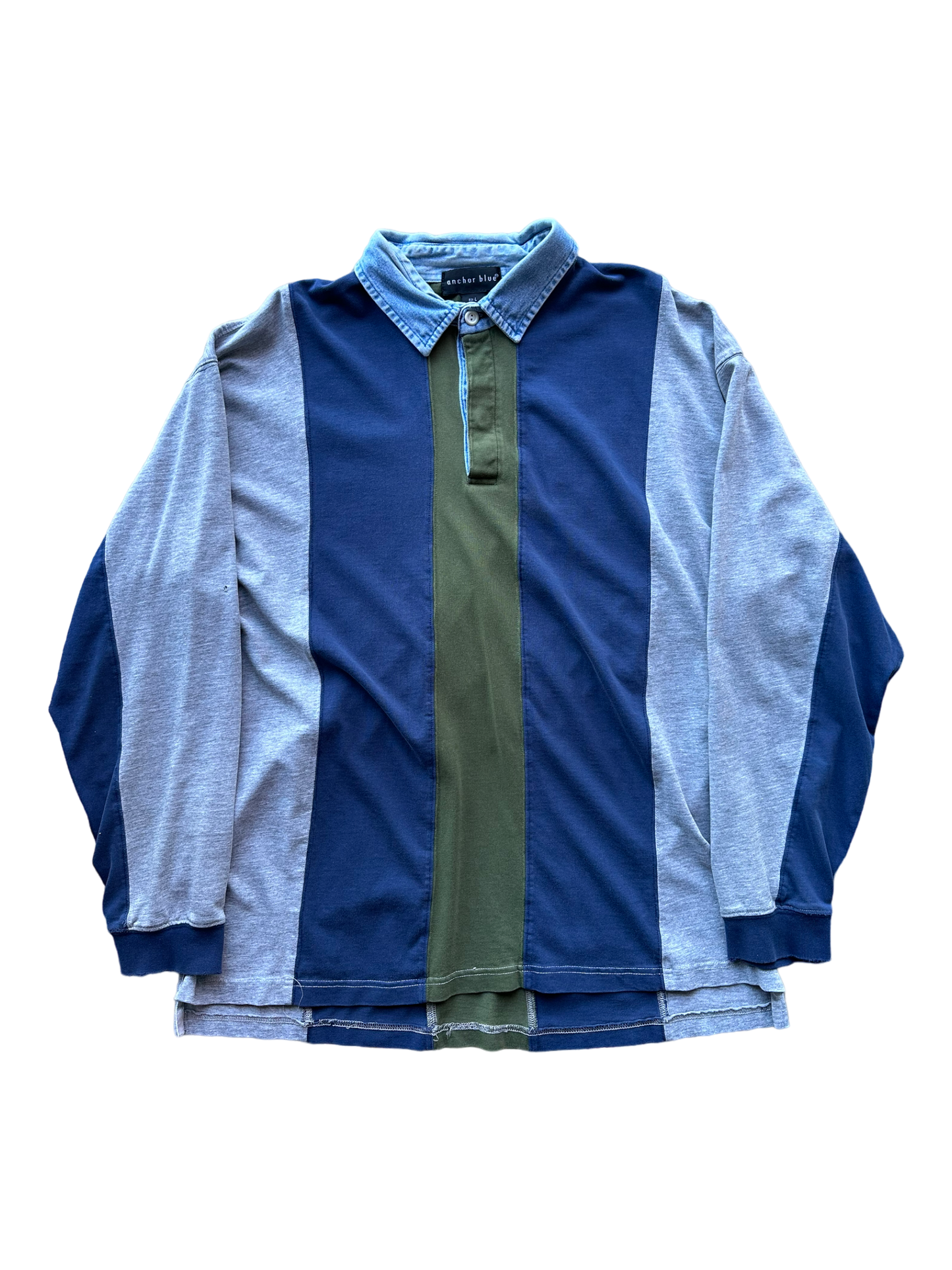 Y2K Anchor Blue Polo Longsleeve size L