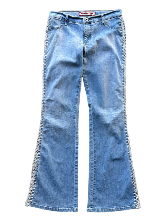 Y2K Vanilla Star Denim Flares