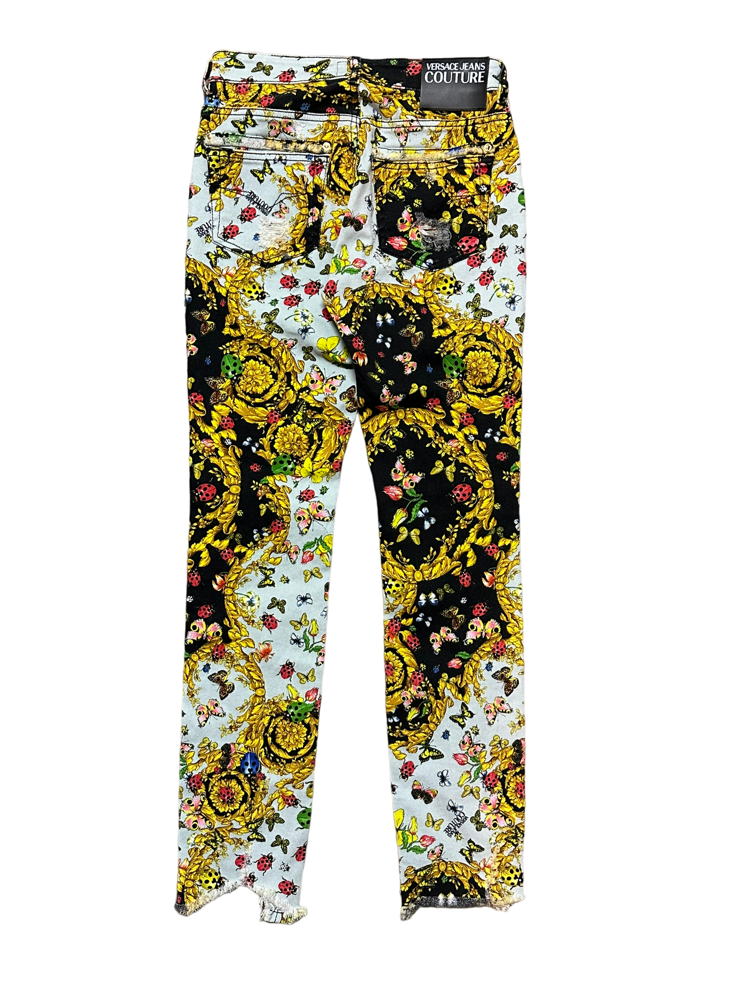 2010s Versace Ladybug Baroque Print Skinny Jeans size 26